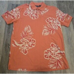 Chaps Floral Hawaiian Golf Polo Men's‎ Medium Pink 100% cotton